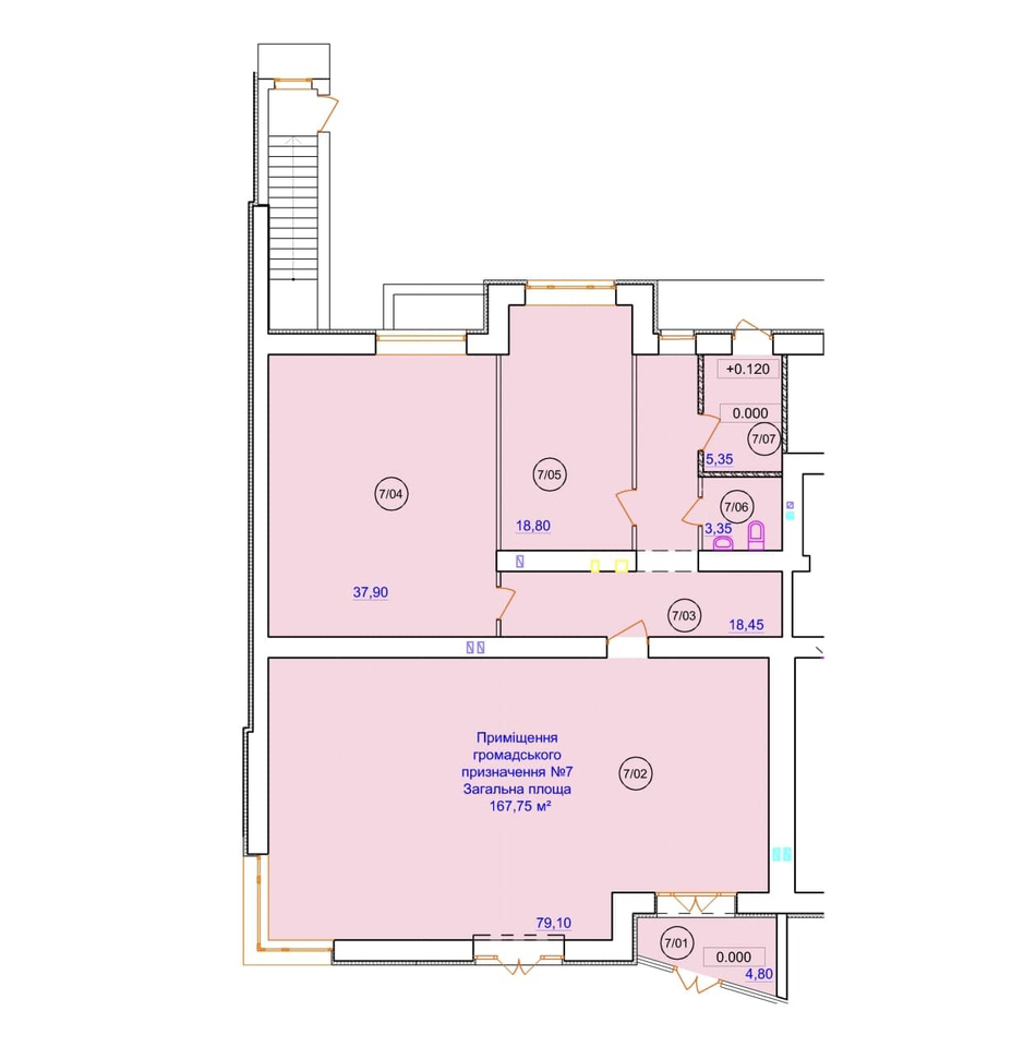 Комерційне приміщення площею 167,75 кв. м. - зображення планування | БМК Атлант